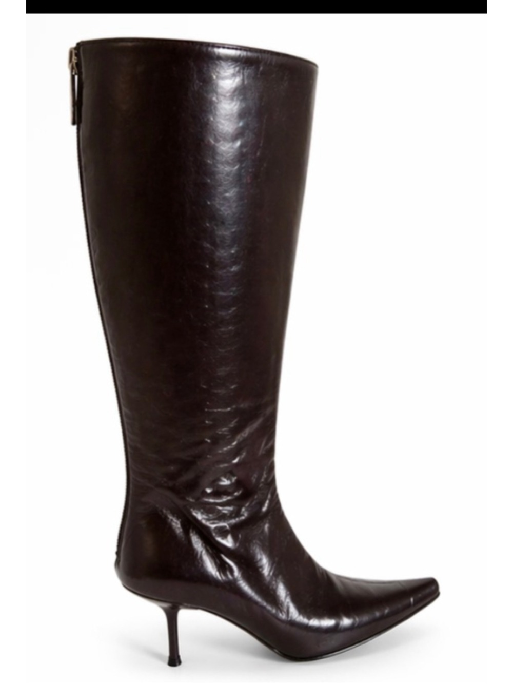 Jimmy Choo Black Leather Knee-High Heeled Boots Size 39/9 $1700 Boots!